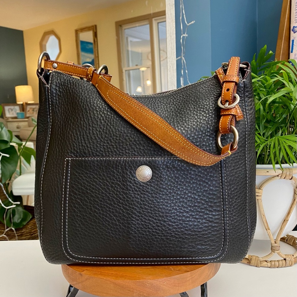 COACH CHELSEA Pebbled Leather Shoulder Bag Brown Hobo Vintage